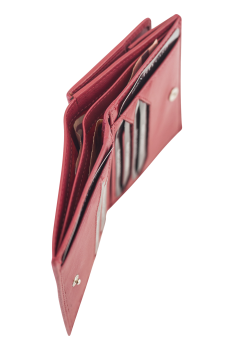 Wiener-Schachtel im Ausweis-Format mit großer Kleingeldschütte LEAS, in Echt-Leder, rot/cherry